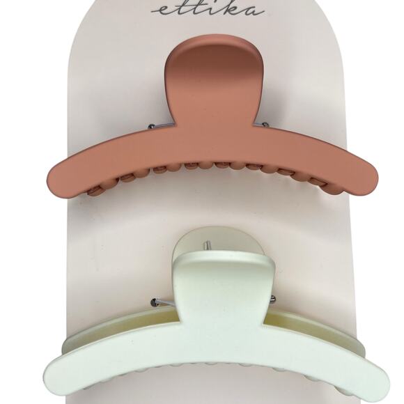Ettika Revolve Large Flat Weekend Warrior Hair Claw Clips 2 Pack In Orange Cream - Picture 1 of 12